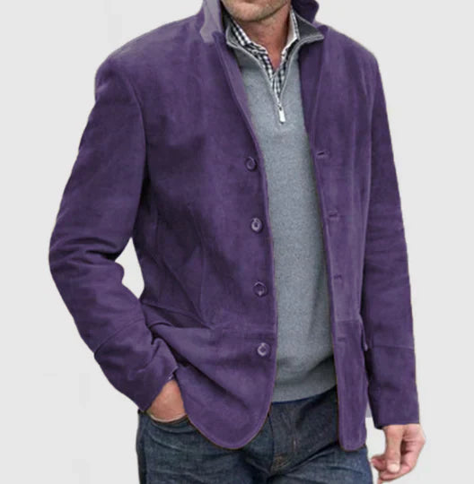 Levoire | Veste En Daim À Boutons Pour Hommes Lilas