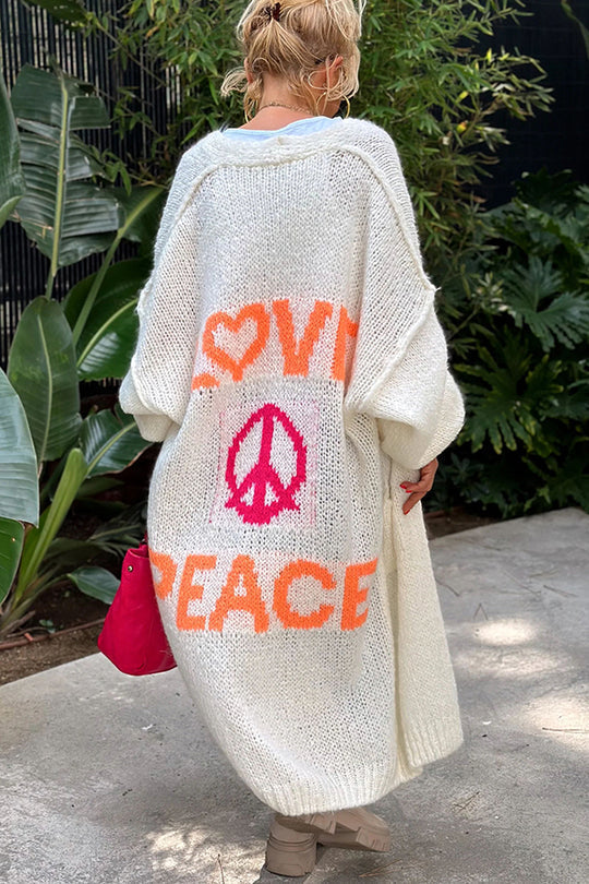 Levoire | Pull Jacquard Pour Femme 'Love & Peace' Gilet Blanc