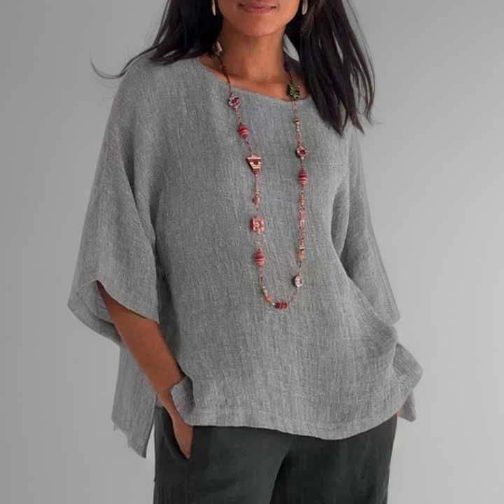 Levoire | T-Shirt À Manches 3/4 Et Col Rond Gris