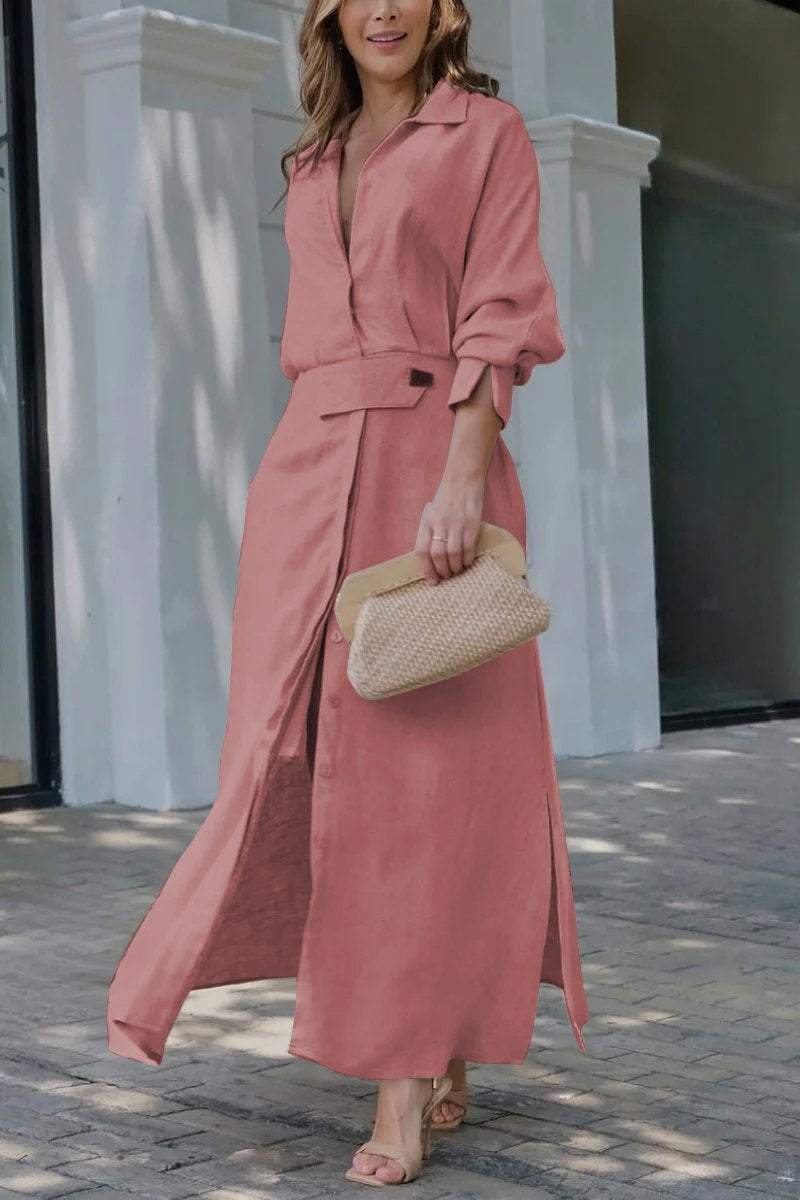 Levoire | Robe Maxi En Lin Classique Rosa