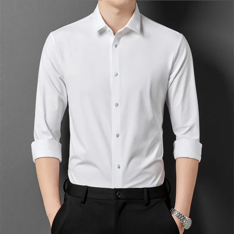 Levoire | Slim Fit Chemises Élégant Et Conception Élastique Blanc