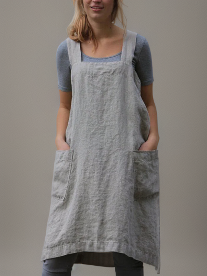 Levoire | Tablier Simple Avec Bandes Croisées Au Dos Gris