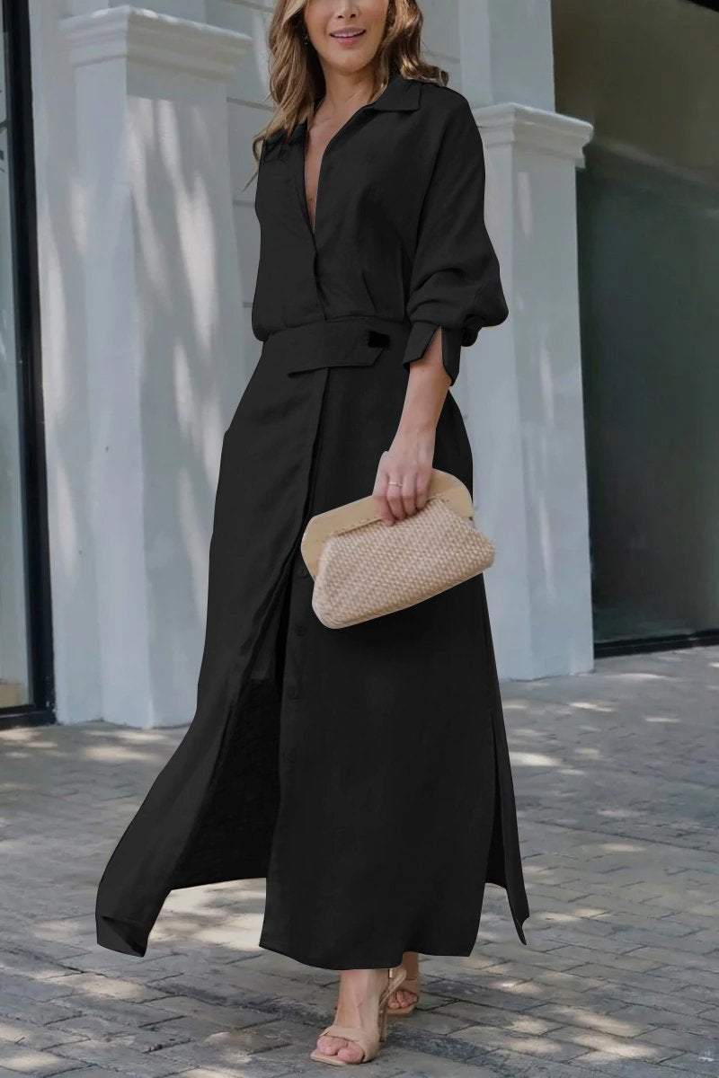 Levoire | Robe Maxi En Lin Classique Noir