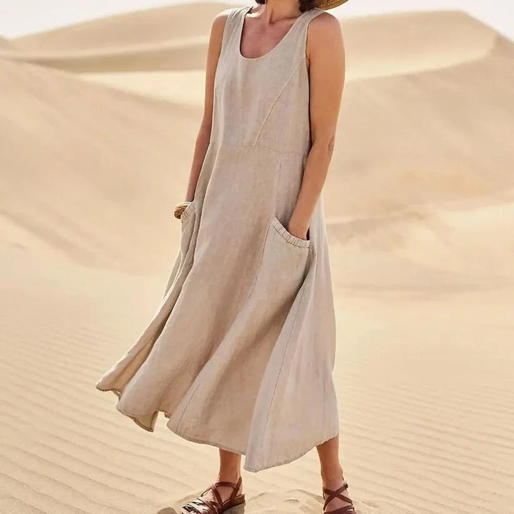 Levoire | Robe Longue En Lin Pour Femmes Beige