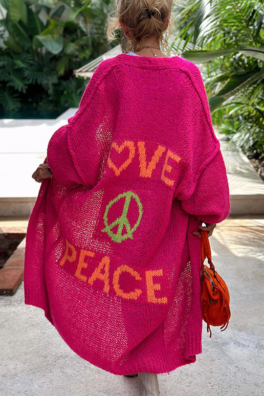 Levoire | Pull Jacquard Pour Femme 'Love & Peace' Gilet Rosa