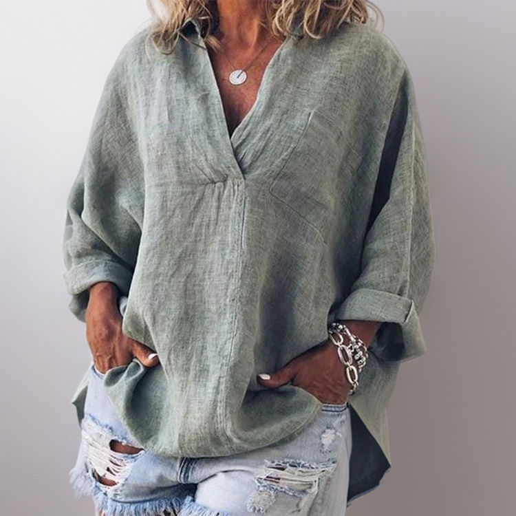 Levoire | Chemise À Manches Longues Avec Col En V Vert