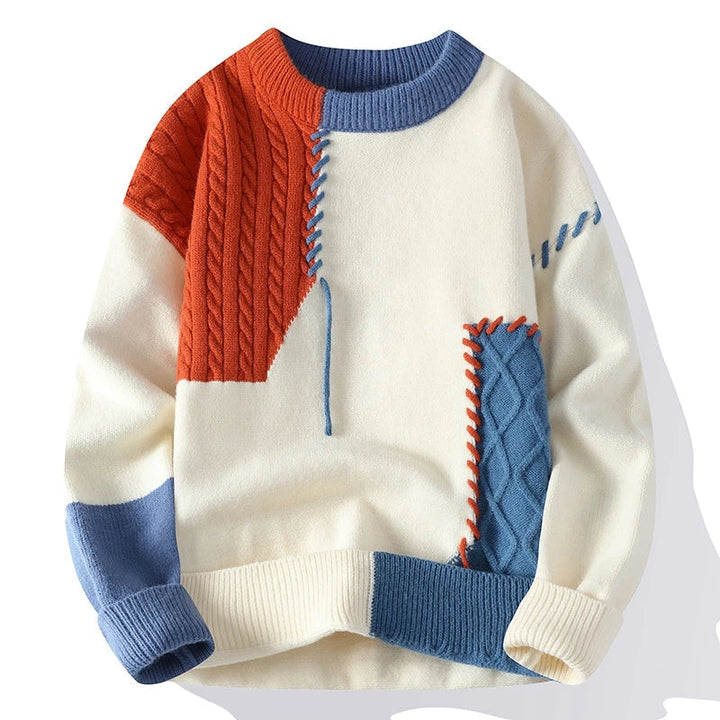 Levoire | Pull Pour Hommes Avec Design En Patchwork Orange