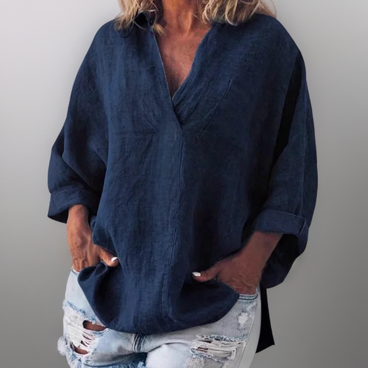 Levoire | Chemise À Manches Longues Avec Col En V Bleu marine