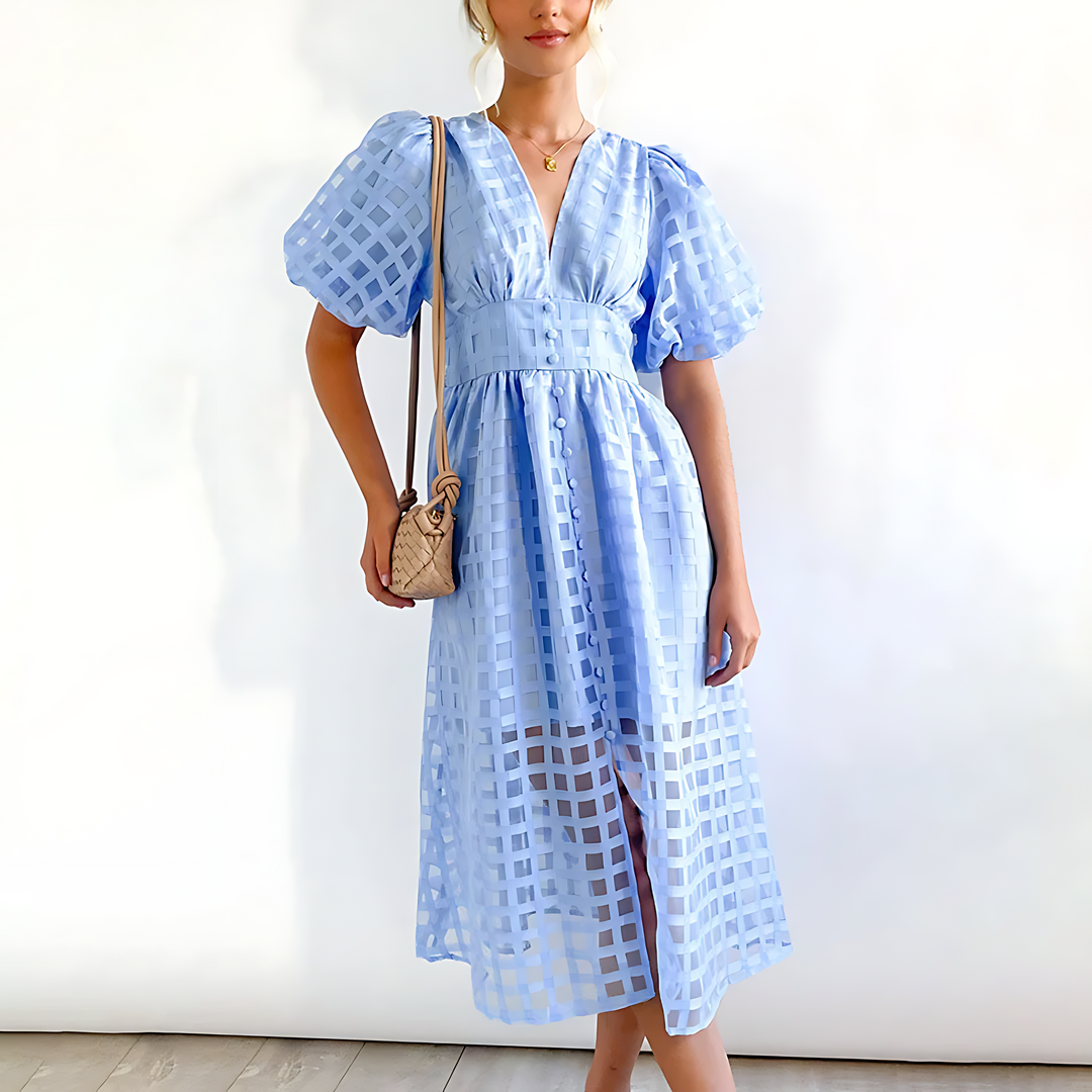 Levoire | Robe À Manches Bouffantes Et En V Bleu clair