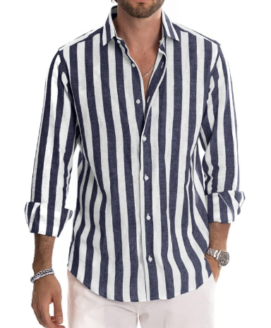 Levoire | Chemise En Coton Raye Intemporel Hommes