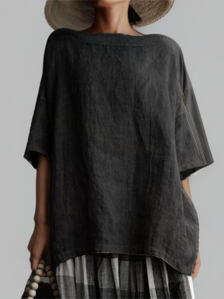 Levoire | Tunique Vintage Grande Taille Avec Décolleté Bateau Noir