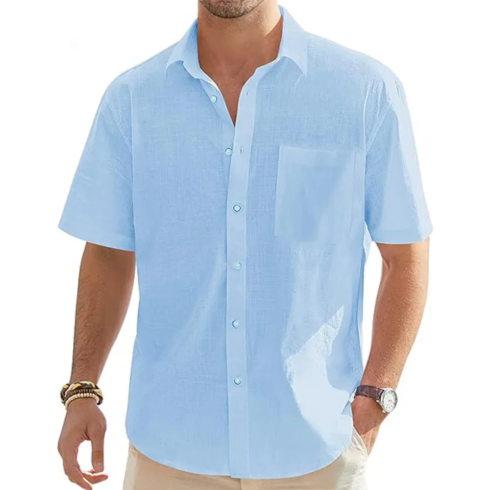 Levoire | Coton Lin T-Shirts D'Été Respirant Et Élégant Bleu