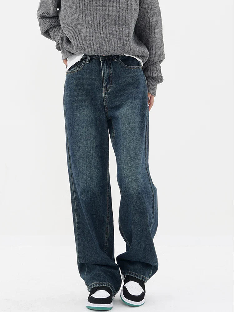 Levoire | Jean Taille Haute Stylé Et Confortable Mode Urbaine Bleu