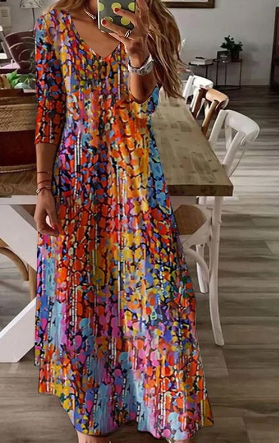Levoire | Robe sans manches avec col en V et peinture à l'huile Multicolore