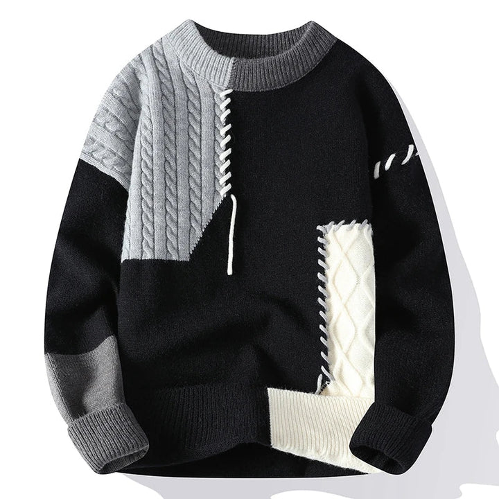 Levoire | Pull Pour Hommes Avec Design En Patchwork Gris