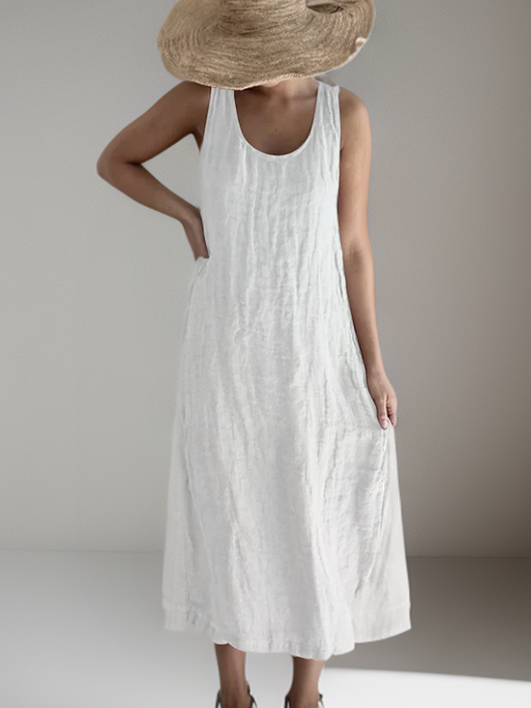 Levoire | Robe Maxi Élégante Sans Manches Blanc