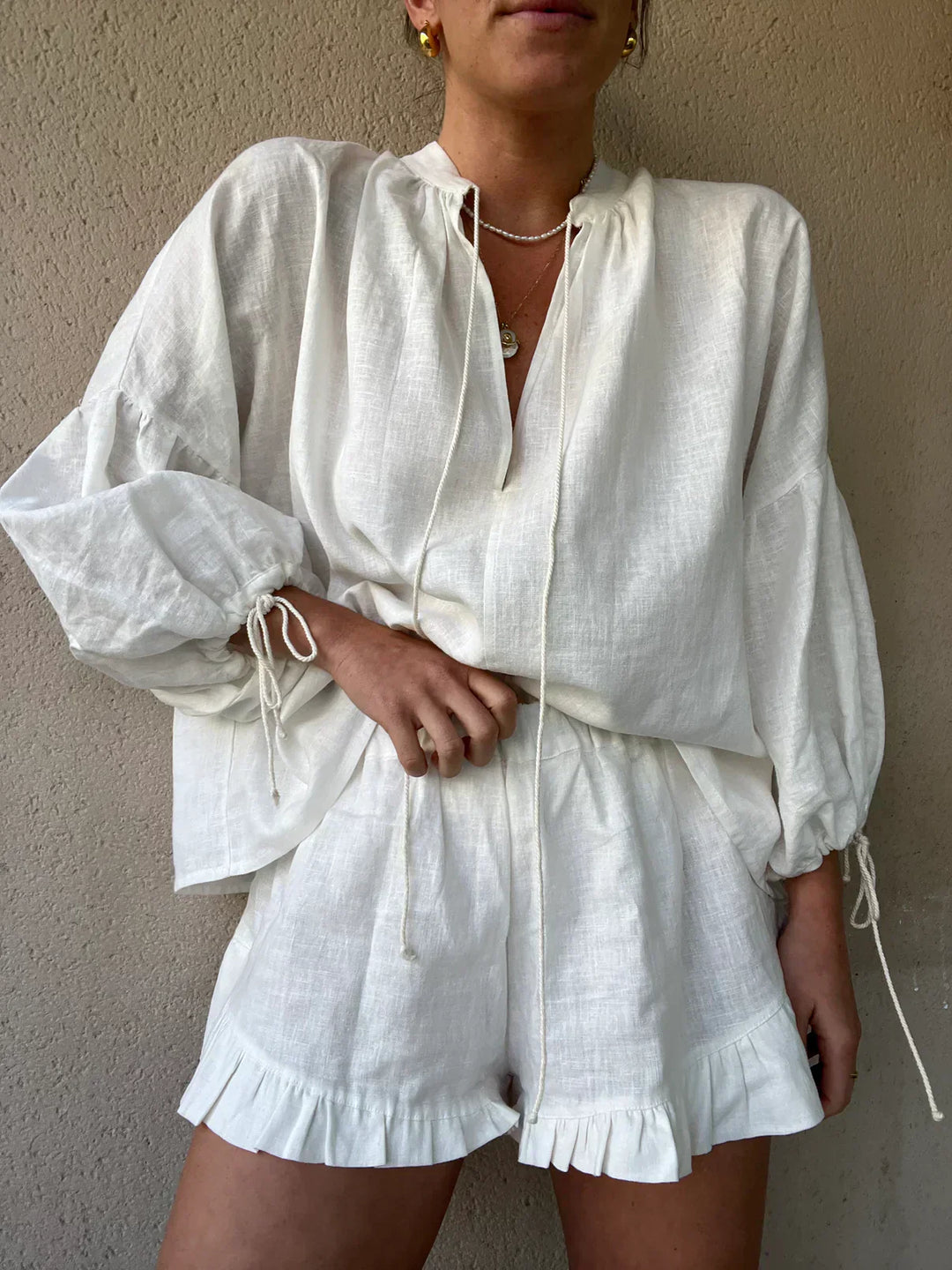 Levoire | Ensemble Deux Pièces Confortable Pour Femmes Blanc