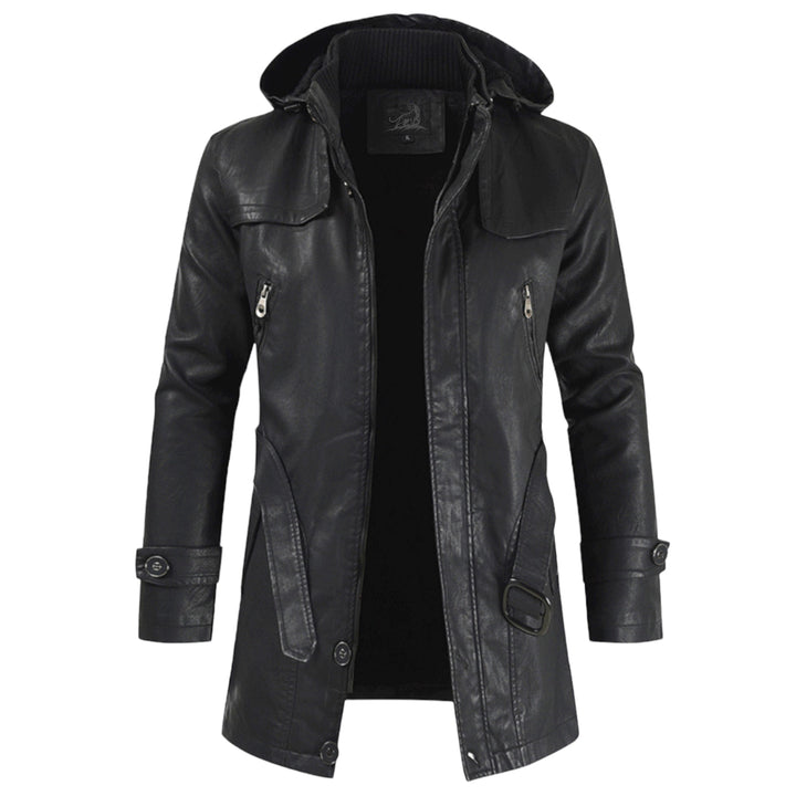Levoire | Manches Longues Veste À Capuche Mi-Longue Avec Ceinture Noir