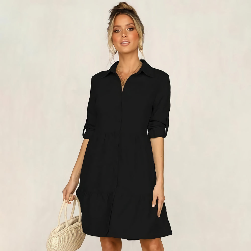 Levoire | Robe Chemise Avec Patte De Boutonnage Pour Femmes Noir