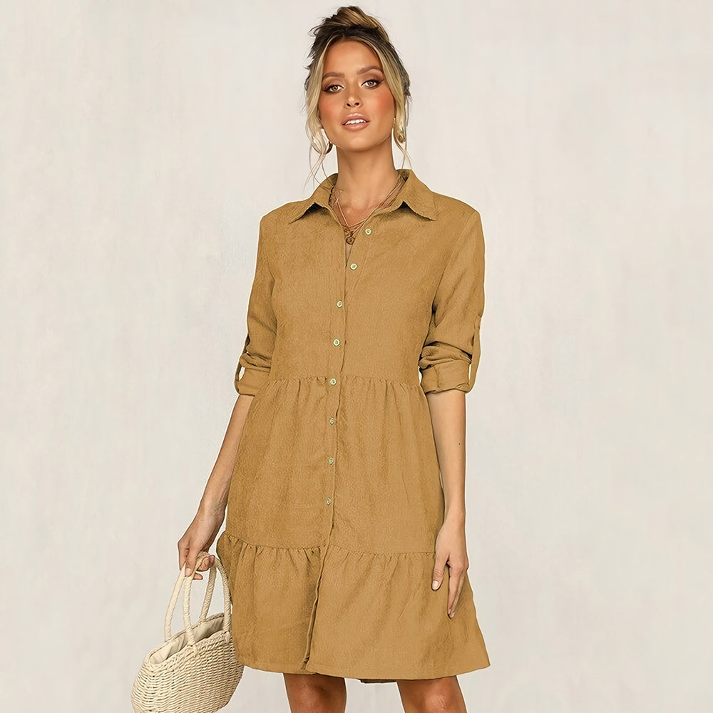 Levoire | Robe Chemise Avec Patte De Boutonnage Pour Femmes Jaune