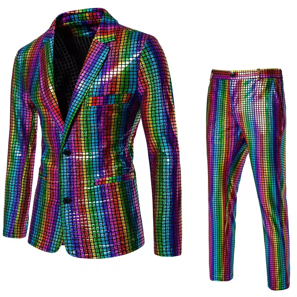 Levoire | Costume De Soirée À Paillettes Pour Hommes Dans L'Ensemble Multicolore