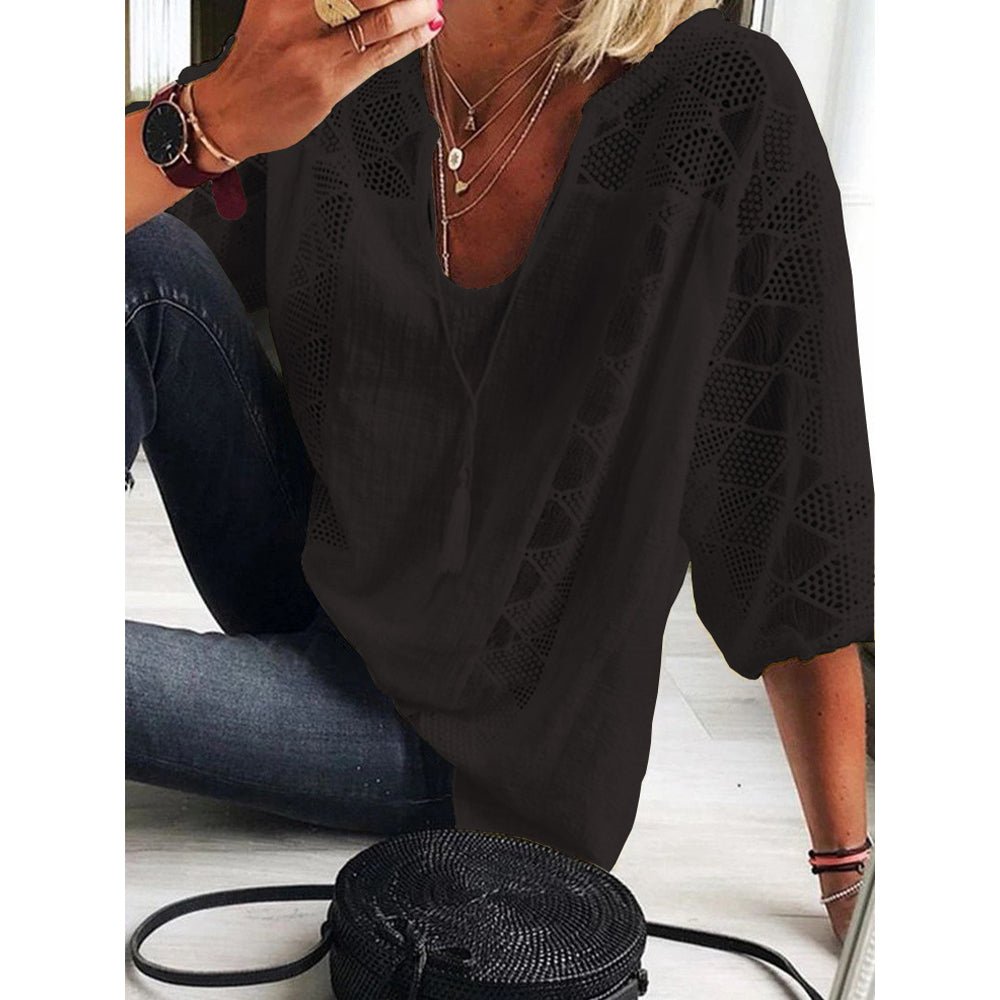 Levoire | Blouse À Détails En Crochet Boho Noir