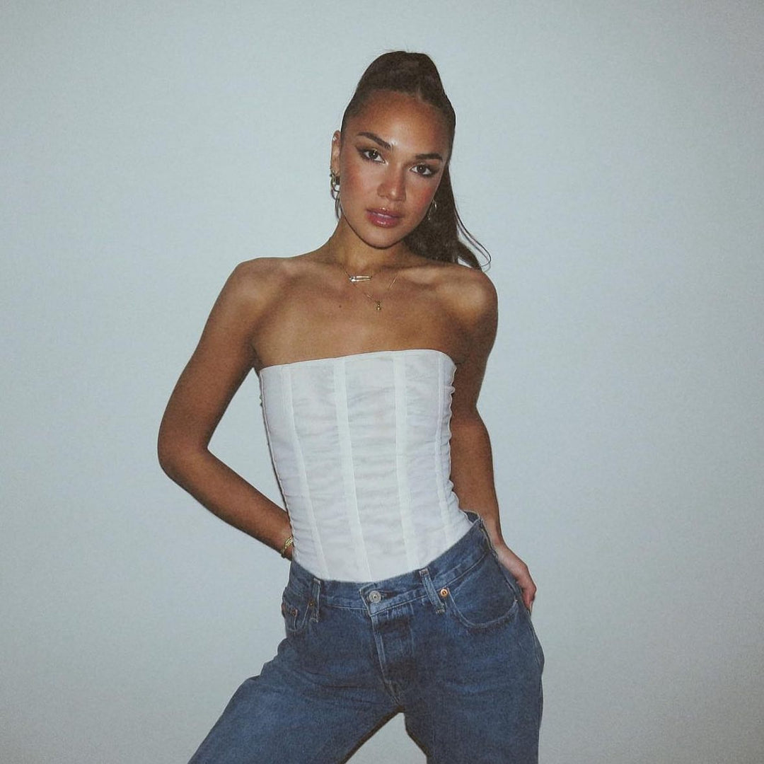 Levoire | Corset En Soie Top Blanc