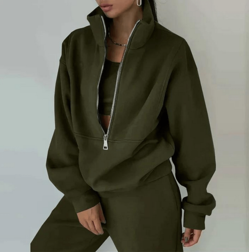 Levoire | Ensemble Pull Pantalon Femme Confortable Tendance Vert olive