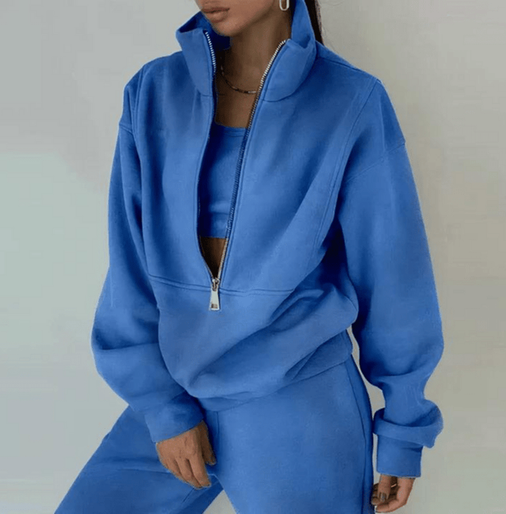 Levoire | Ensemble Pull Pantalon Femme Confortable Tendance Bleu