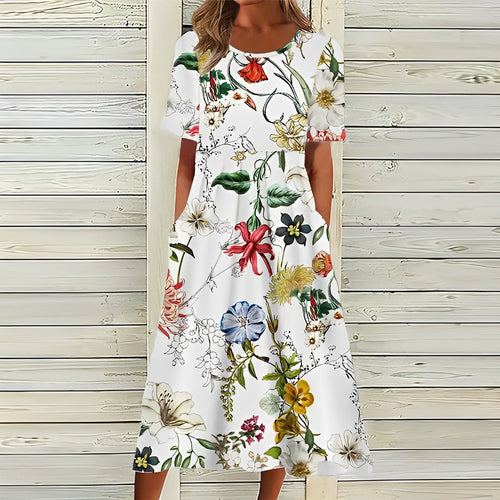 Levoire - Robe blanche élégante avec motif floral