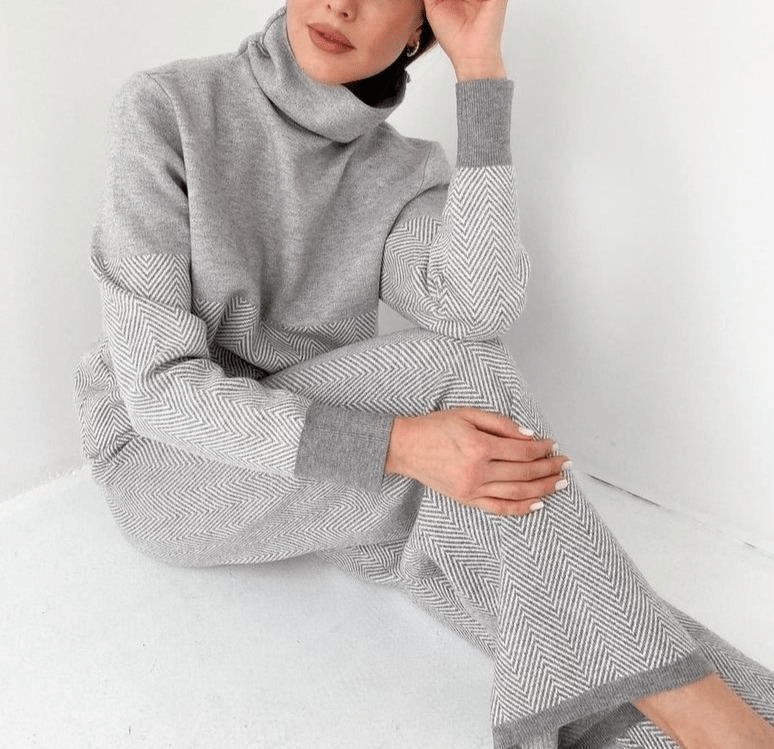 Levoire | Blouse À Col Montant À Manches Longues Avec Pantalon Large Ensemble À Deux Pièces