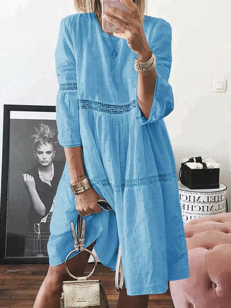 Levoire | Robe Brodée Avec Couverture Abdominale Bleu