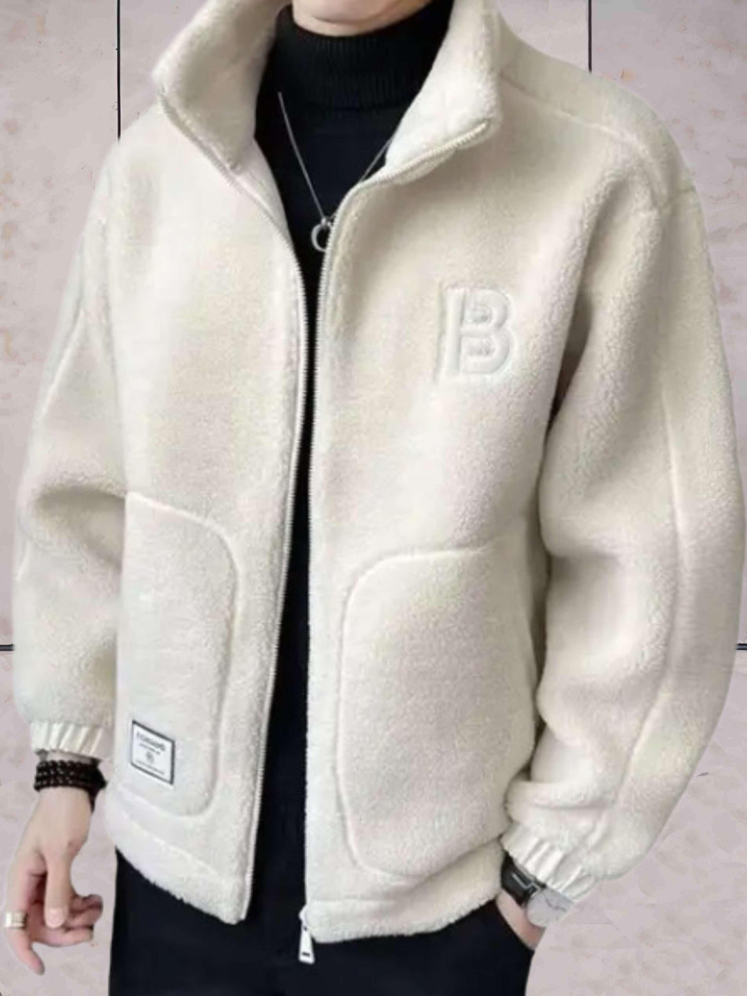 Levoire | Veste En Fleece Chaude Et Épaissie Avec Col Haut Et Zip Complet Beige