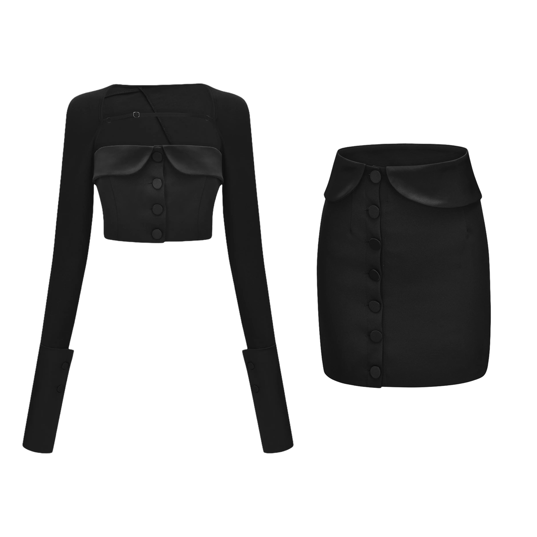 Levoire | Top À Bretelles Détail Crop & Jupe Ensemble Correspondant