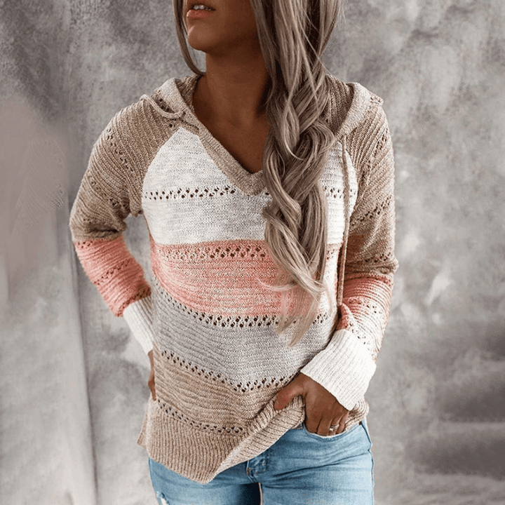 Levoire | Pull en tricot à la mode avec décolleté en V pour femmes, pull, gilet Kaki