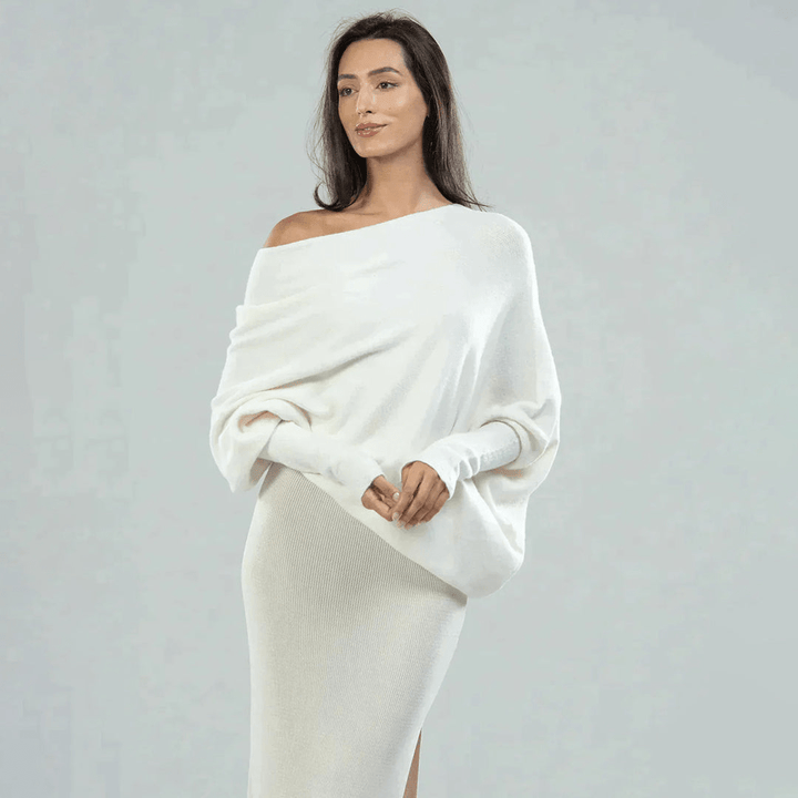 Levoire | Pull polyvalent avec épaules dénudées dames pull gilet Ivoire Taille unique