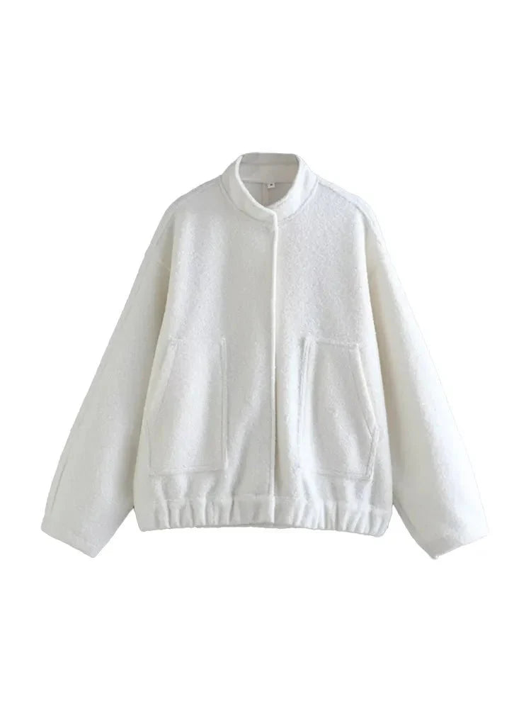 Levoire | Veste Bomber Confortable Grande Taille Blanc