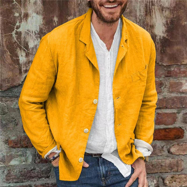 Levoire | Décontracté Veste à Manches Longues Boutonnée Jaune