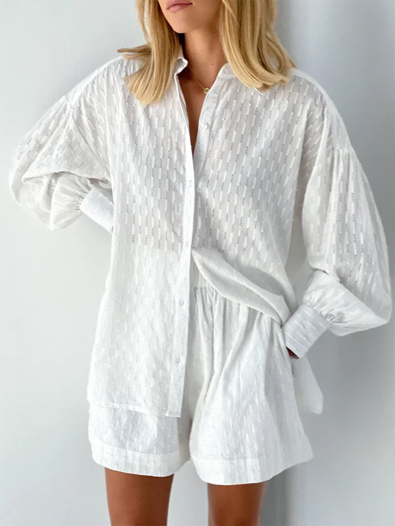 Levoire | Ensemble En Coton Confortable 2 Pièces Blanc
