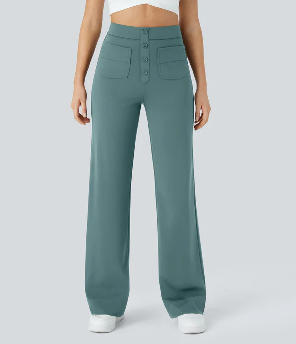 Levoire | Pantalon élastique à taille haute Vert émeraude