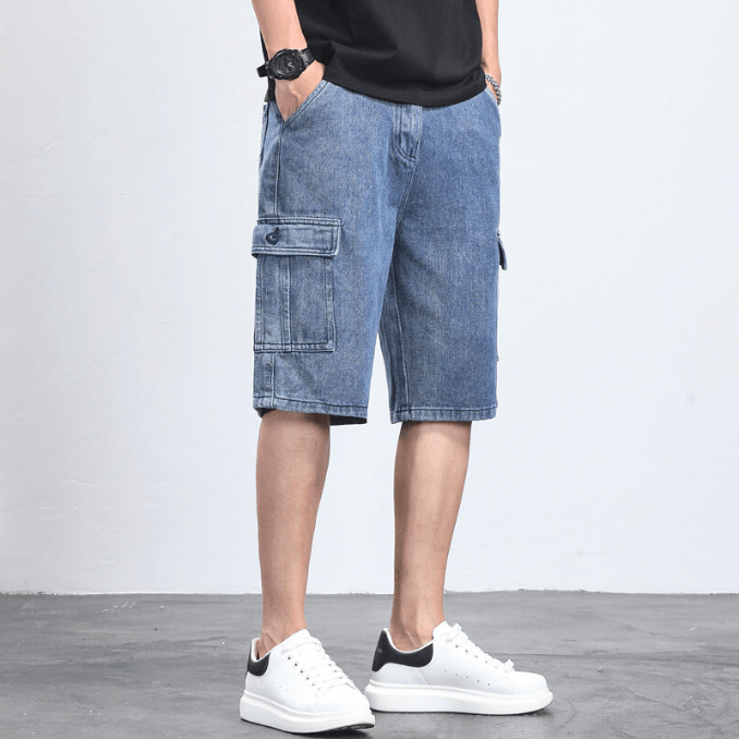 Levoire | Weinlese Denim Shorts Shorts pour hommes pour des tenues estivales et décontractées