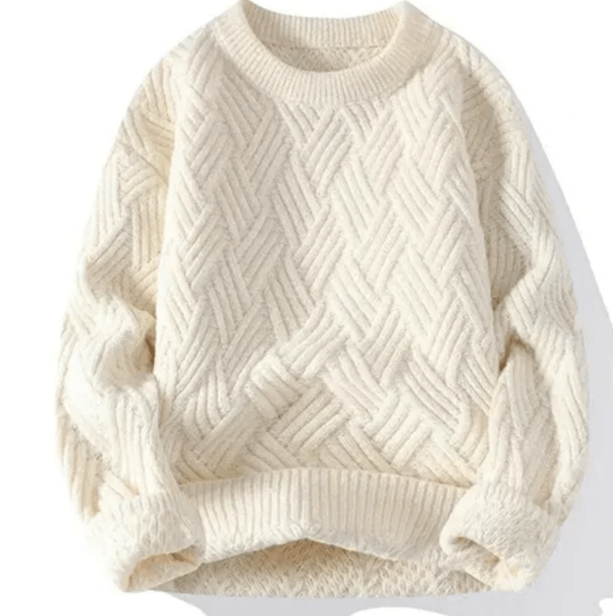Levoire | Pullover pour hommes chaud et confortable en tricot Crème Blanc Style 2
