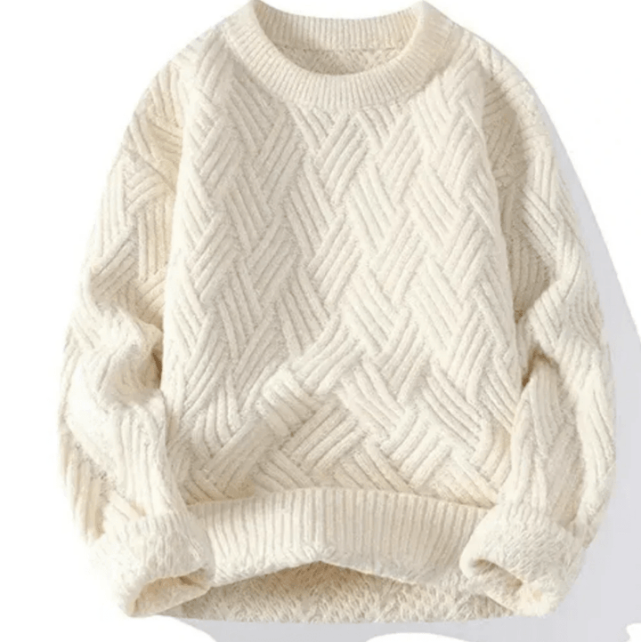 Levoire | Pullover pour hommes chaud et confortable en tricot Crème Blanc Style 2