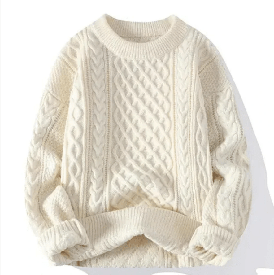 Levoire | Pullover pour hommes chaud et confortable en tricot Crème Blanc Style 1