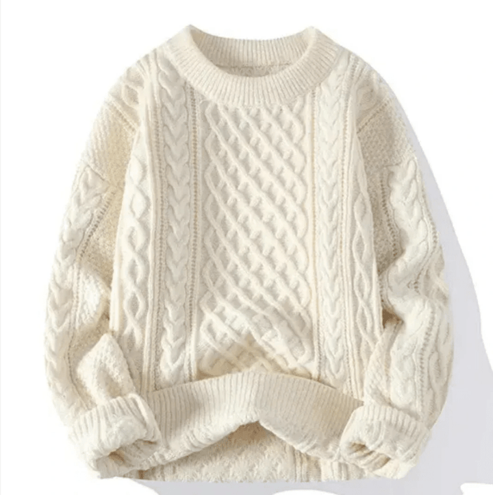 Levoire | Pullover pour hommes chaud et confortable en tricot Crème Blanc Style 1