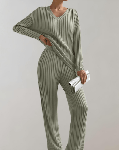 Levoire | Ensemble 2 Pièces Femme Pull Col V Pantalon Large