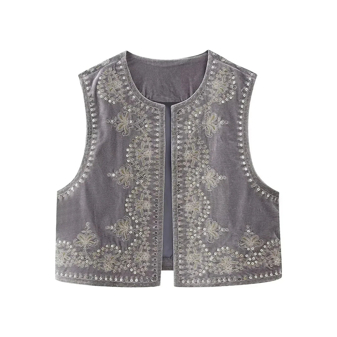 Levoire | Gilet Élégant Brodé Gris