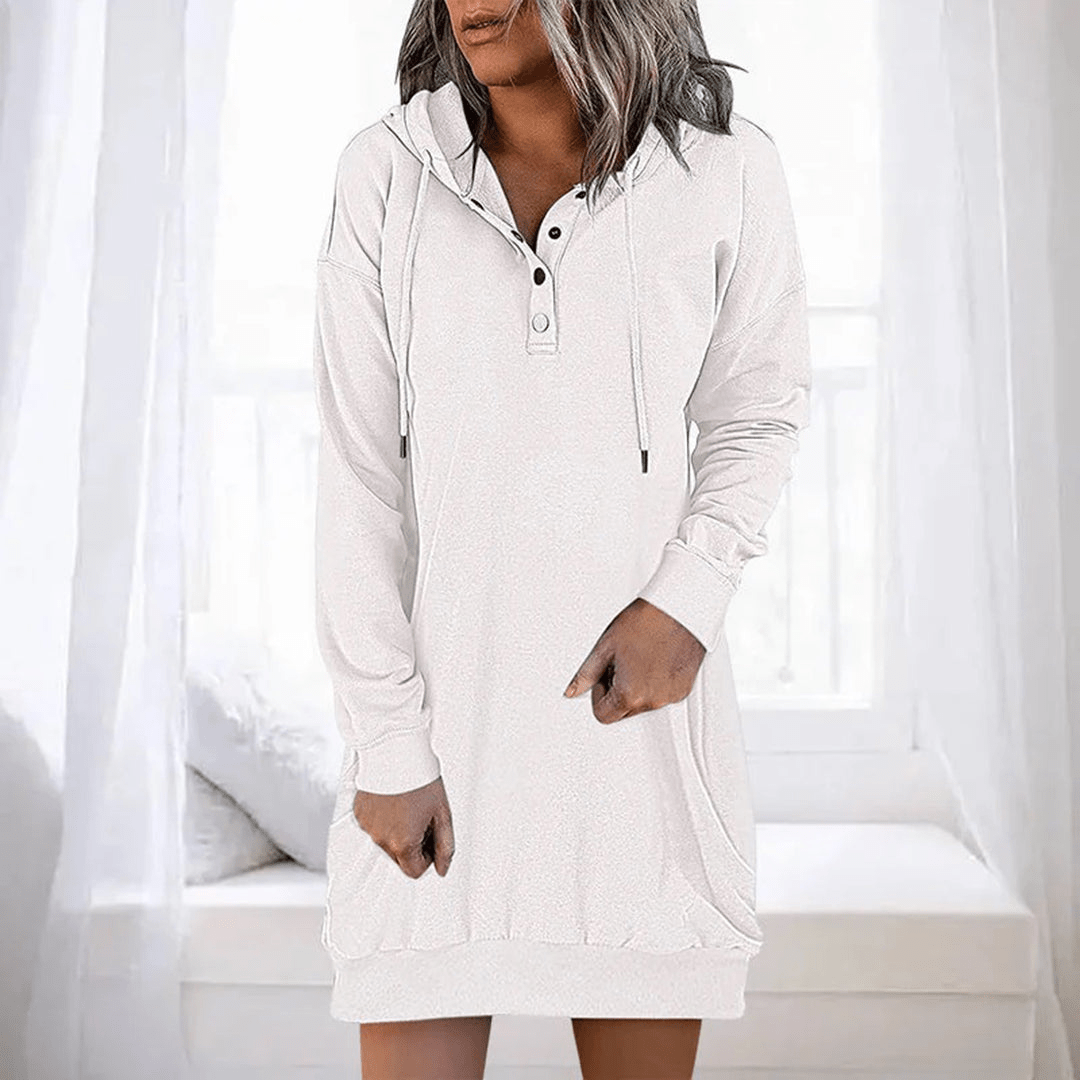 Levoire | Robe décontractée avec capuche pour femmes robe à capuche Blanc