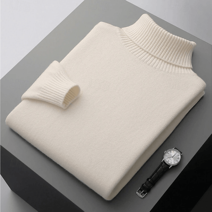 Levoire | Pull Laine Col Roulé Homme Beige