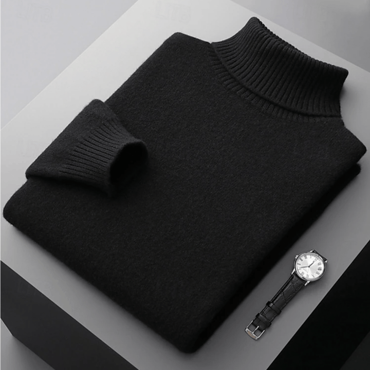 Levoire | Pull Laine Col Roulé Homme Noir